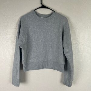 Athleta Retroplush Revive Crewneck Sweatshirt XS Thumbhole Gray